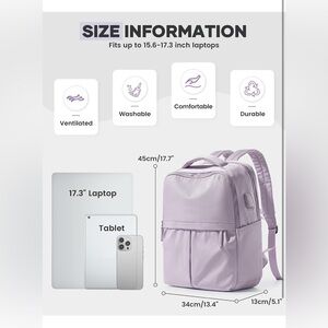AMAZON | Large Travel Backpack - Lavender | 17.7"×13.4"×5.1"